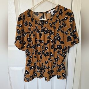 Floral Print Brown Top